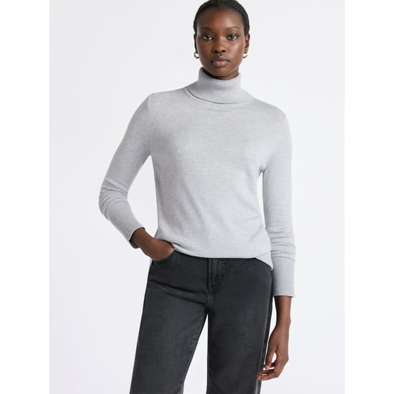 Free Assembly Women's Cozy Yarn Turtleneck Sweater with Long Sleeves, Sizes XS-XXL