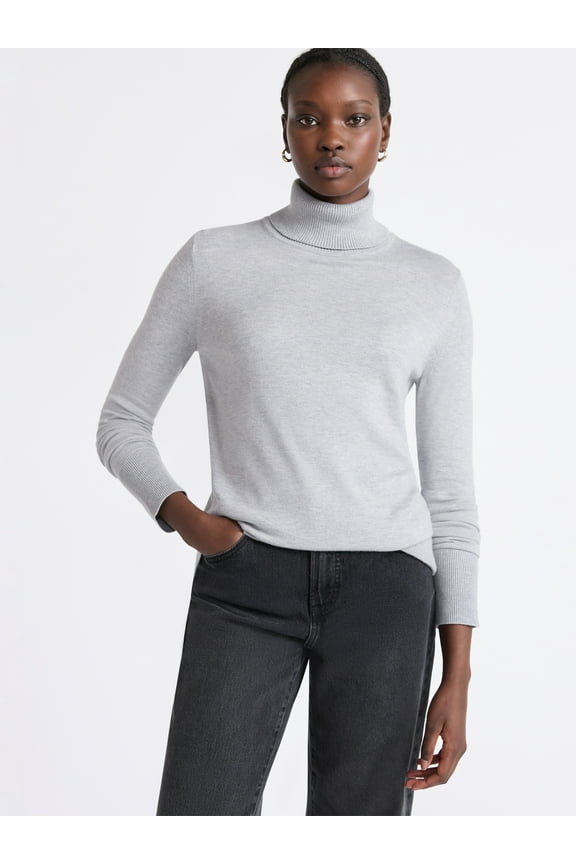 Women's Cozy Yarn Turtleneck Sweater with Long Sleeves, Sizes XS-XXL