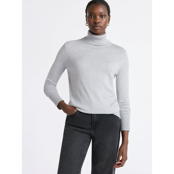 Free Assembly Women's Cozy Yarn Turtleneck Sweater with Long Sleeves, Sizes XS-XXL