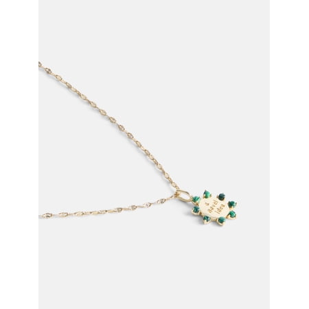 Free Assembly Women's Demi Fine 14K Gold Plated Pendant Necklace with Malachite, 16” + 2" Extender