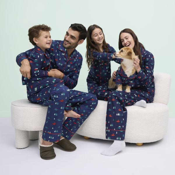 Free Assembly Matching Family Pajamas Kids' Top and Pants Gift Set, 2-Piece, Sizes 4-14