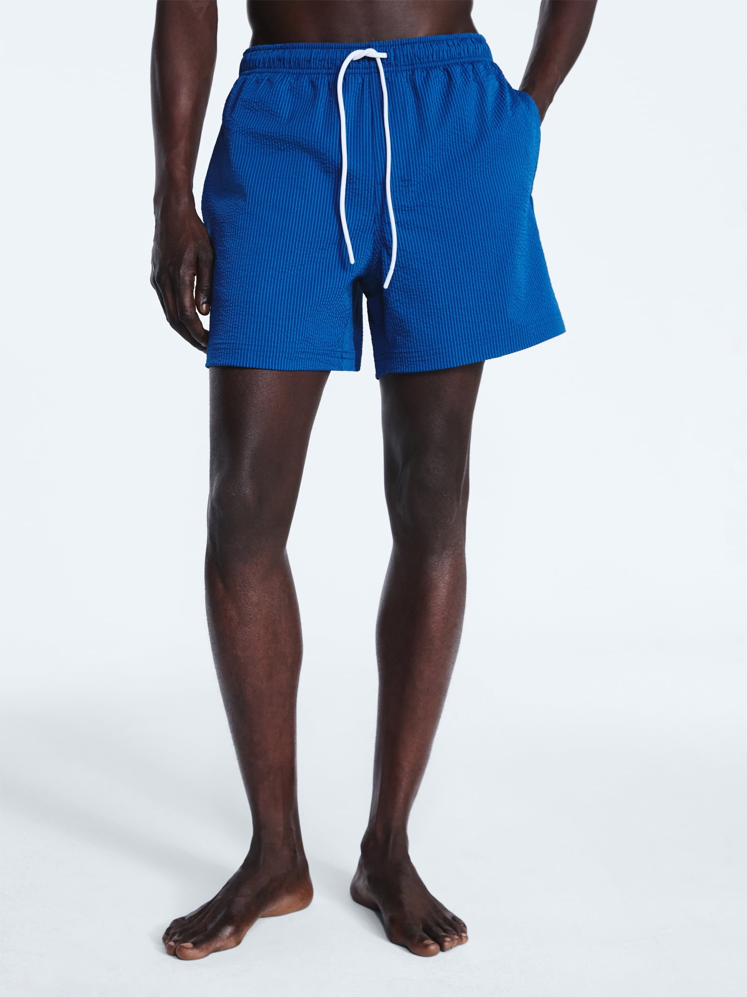 Free Assembly Men's Swim Stretch Seersucker Board Shorts, 5" Inseam, Sizes S-3XL