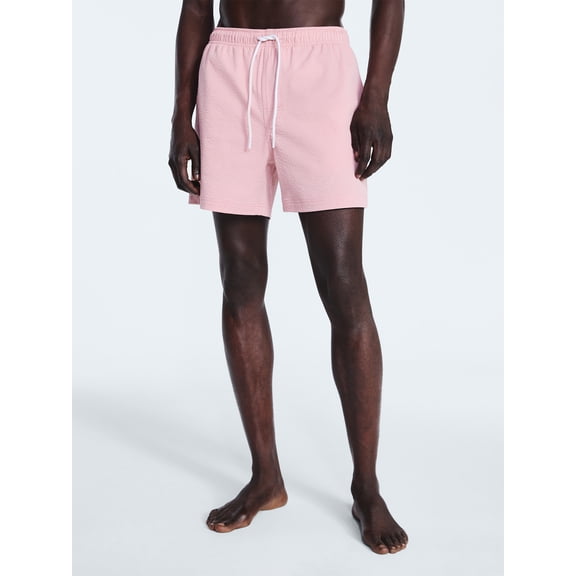 Free Assembly Men's Swim Stretch Seersucker Board Shorts, 5" Inseam, Sizes S-3XL