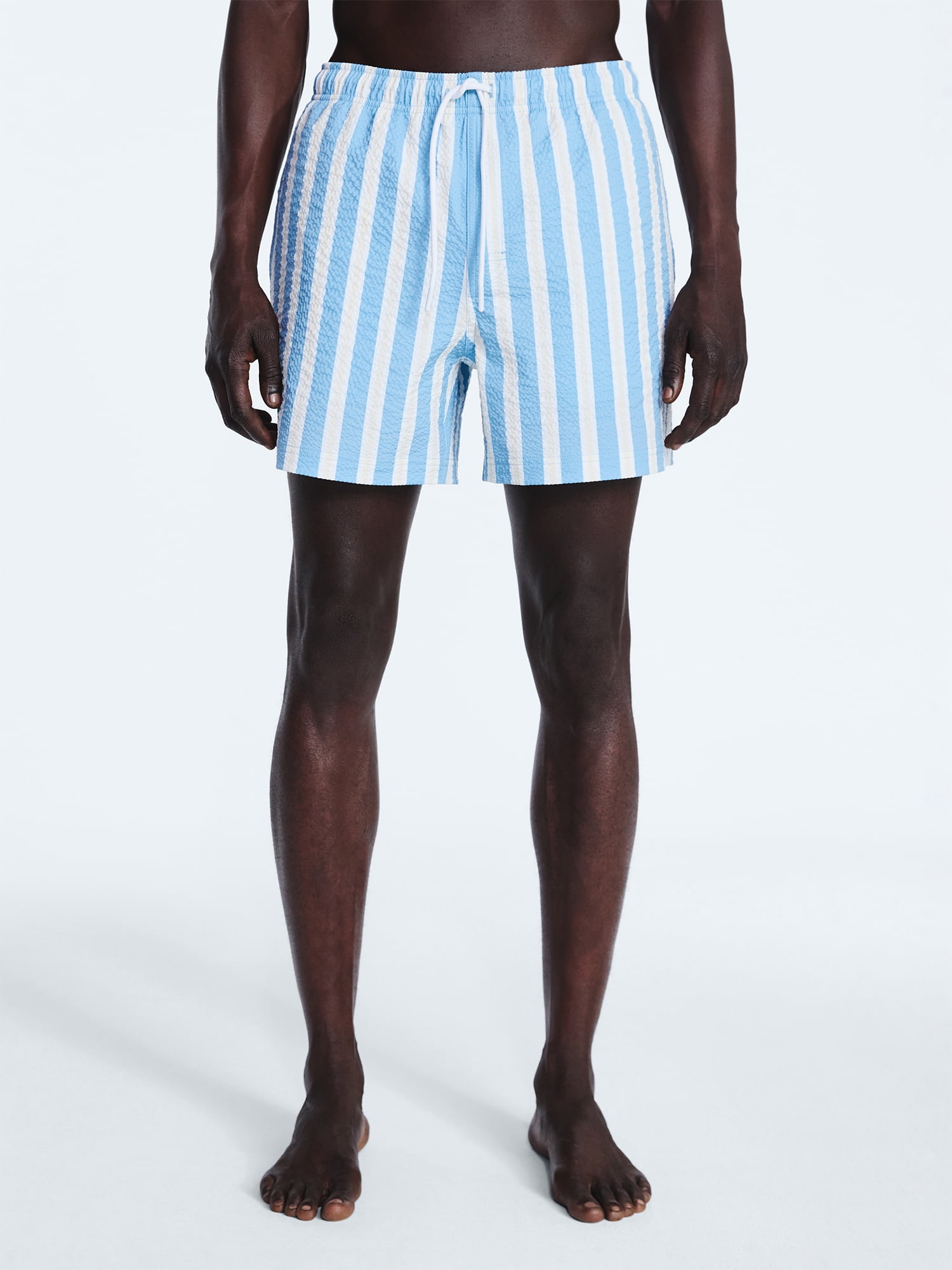 Free Assembly Men's Swim Stretch Seersucker Board Shorts, 5" Inseam, Sizes S-3XL