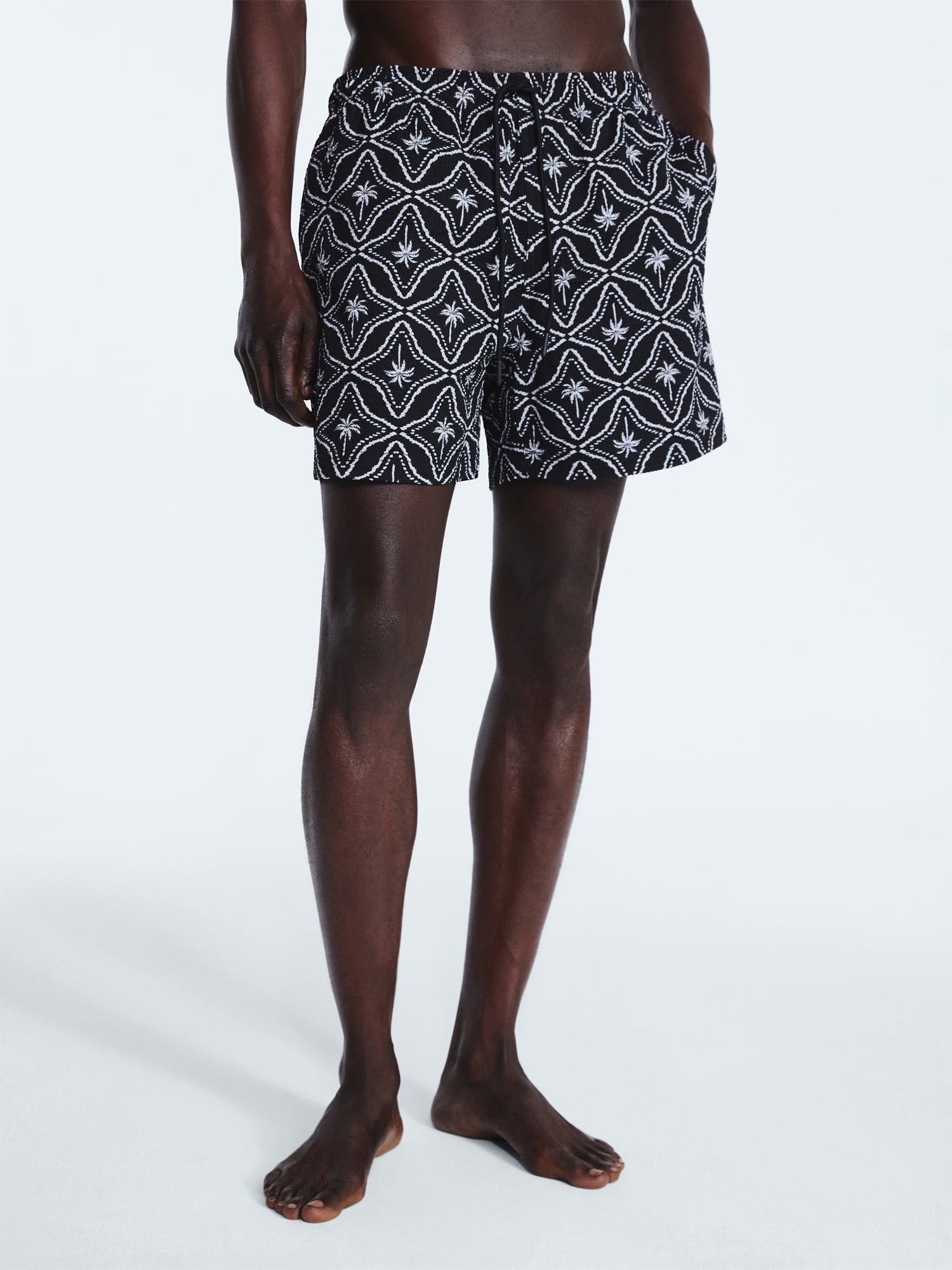 Free Assembly Men's Swim Stretch Seersucker Board Shorts, 5" Inseam, Sizes S-3XL