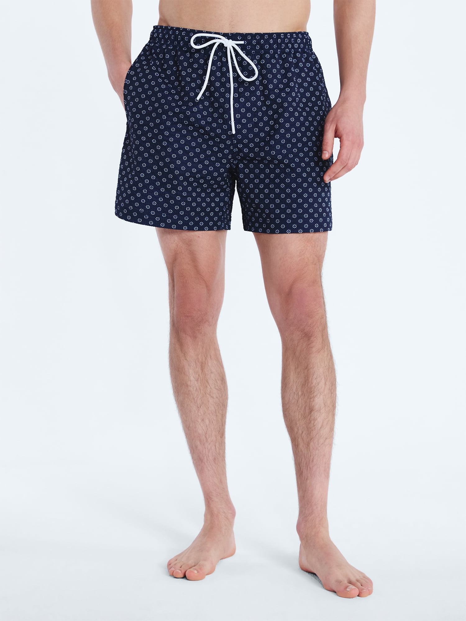 Free Assembly Men's Swim Stretch Seersucker Board Shorts, 5" Inseam, Sizes S-3XL