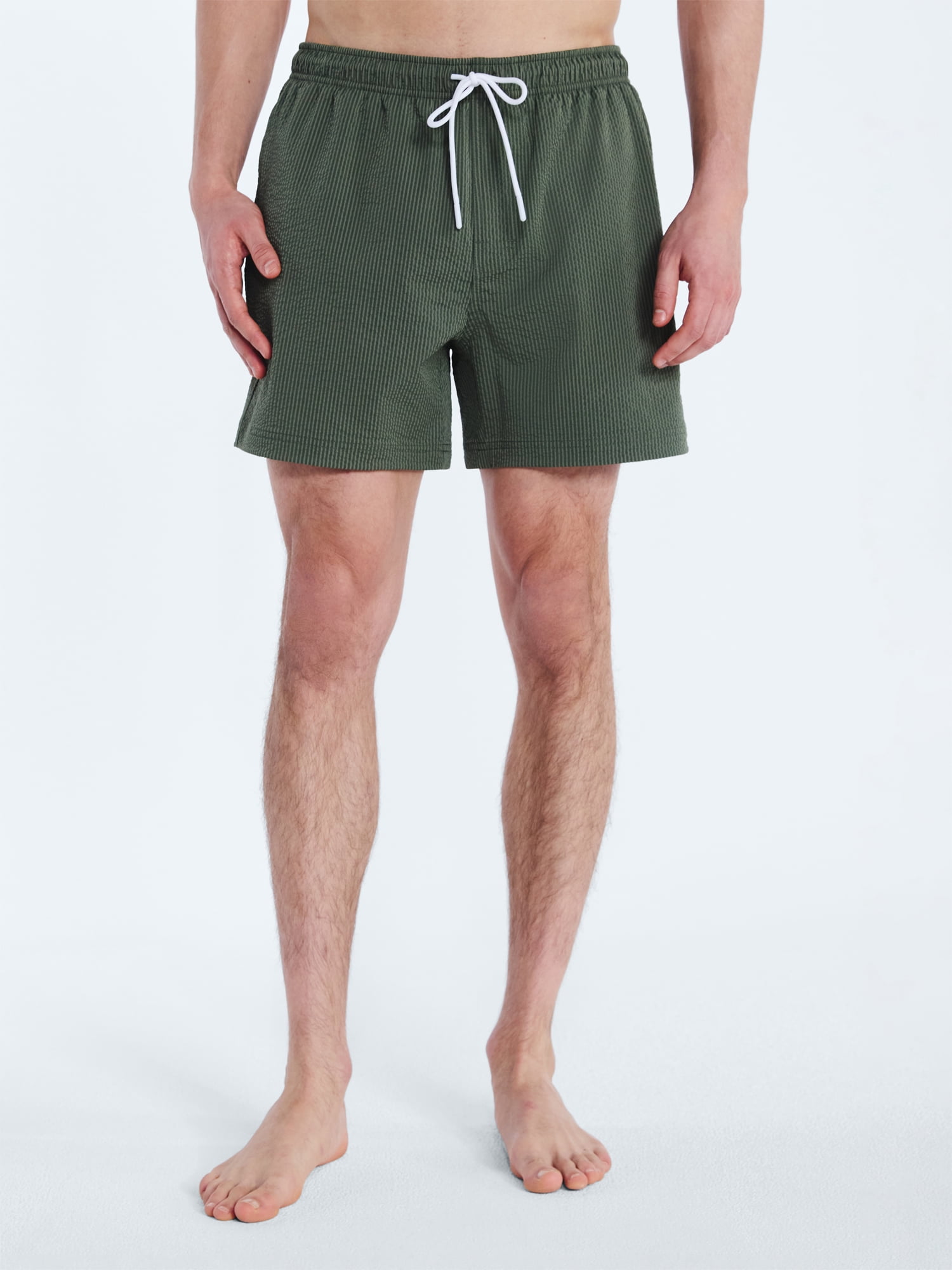Free Assembly Men's Swim Stretch Seersucker Board Shorts, 5" Inseam, Sizes S-3XL