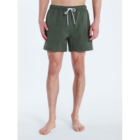 Free Assembly Men's Swim Stretch Seersucker Board Shorts, 5" Inseam, Sizes S-3XL