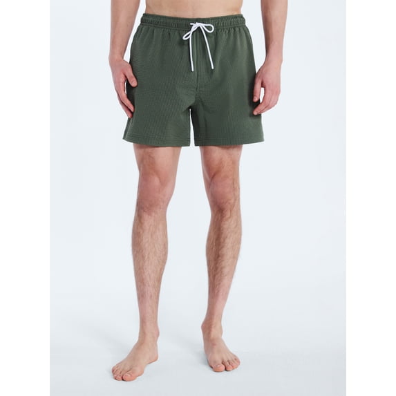 Free Assembly Men's Swim Stretch Seersucker Board Shorts, 5" Inseam, Sizes S-3XL
