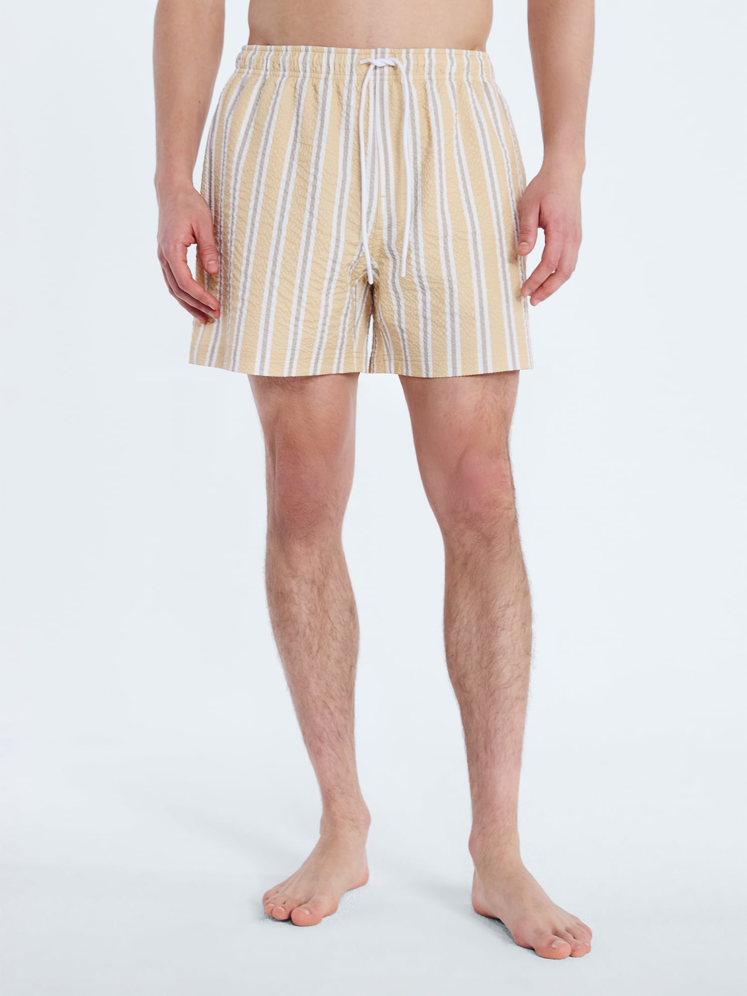 Free Assembly Men's Swim Stretch Seersucker Board Shorts, 5" Inseam, Sizes S-3XL