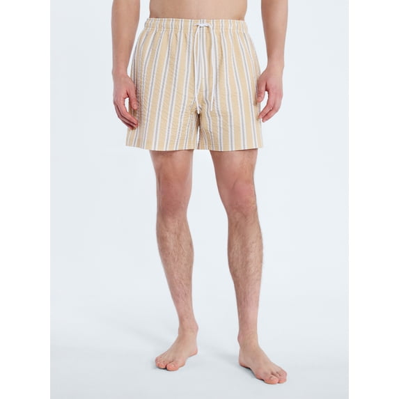 Free Assembly Men's Swim Stretch Seersucker Board Shorts, 5" Inseam, Sizes S-3XL