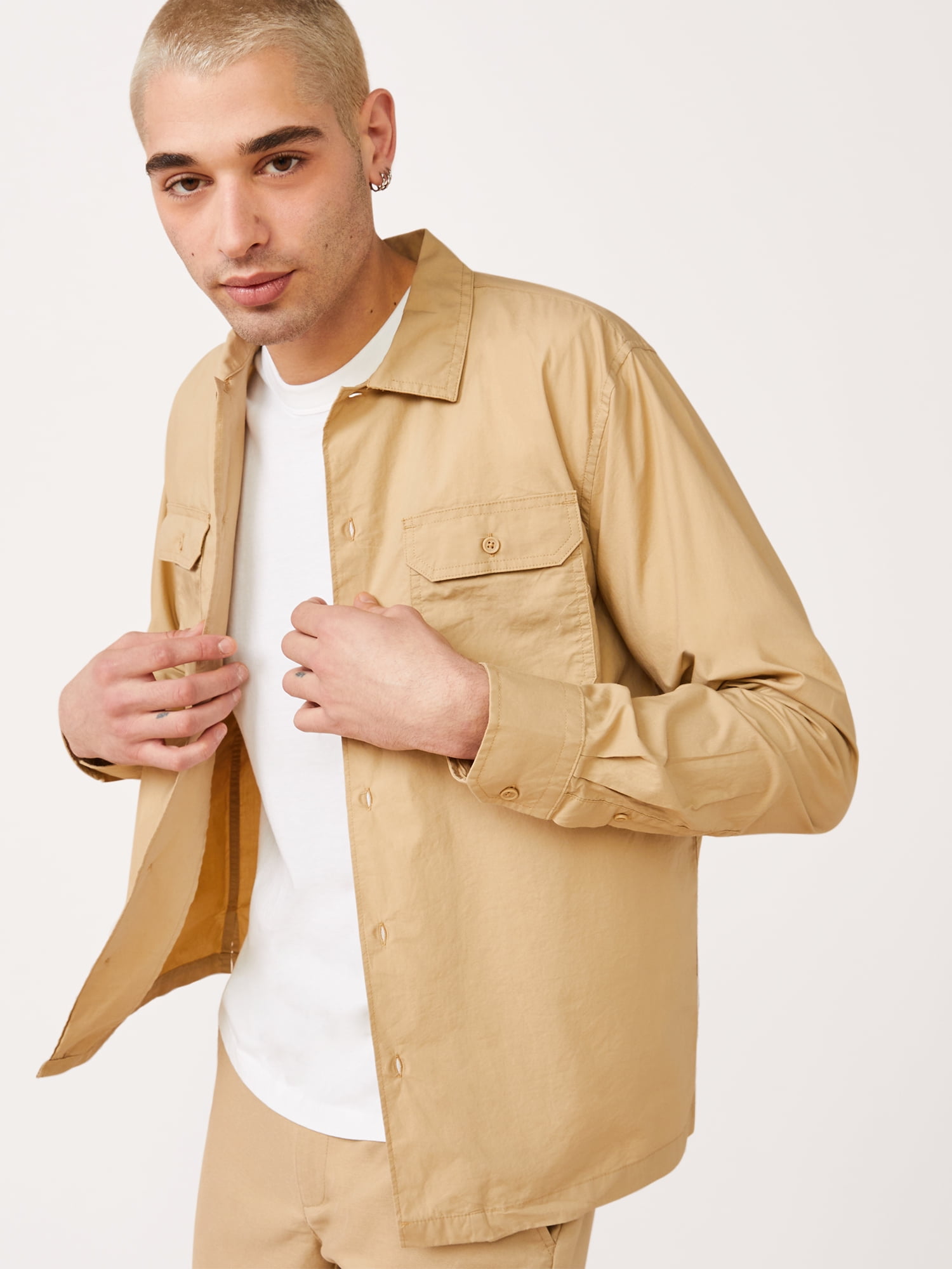 Free Assembly Men's Camp Military Shirt