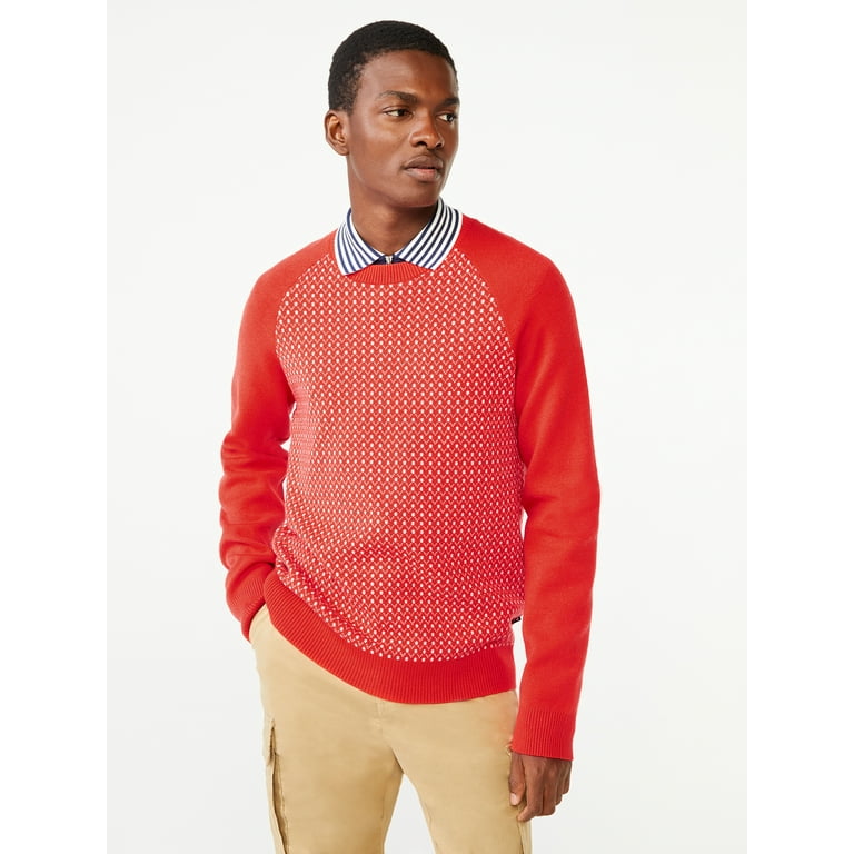 Men's Textured Stitch Crew Neck Sweater