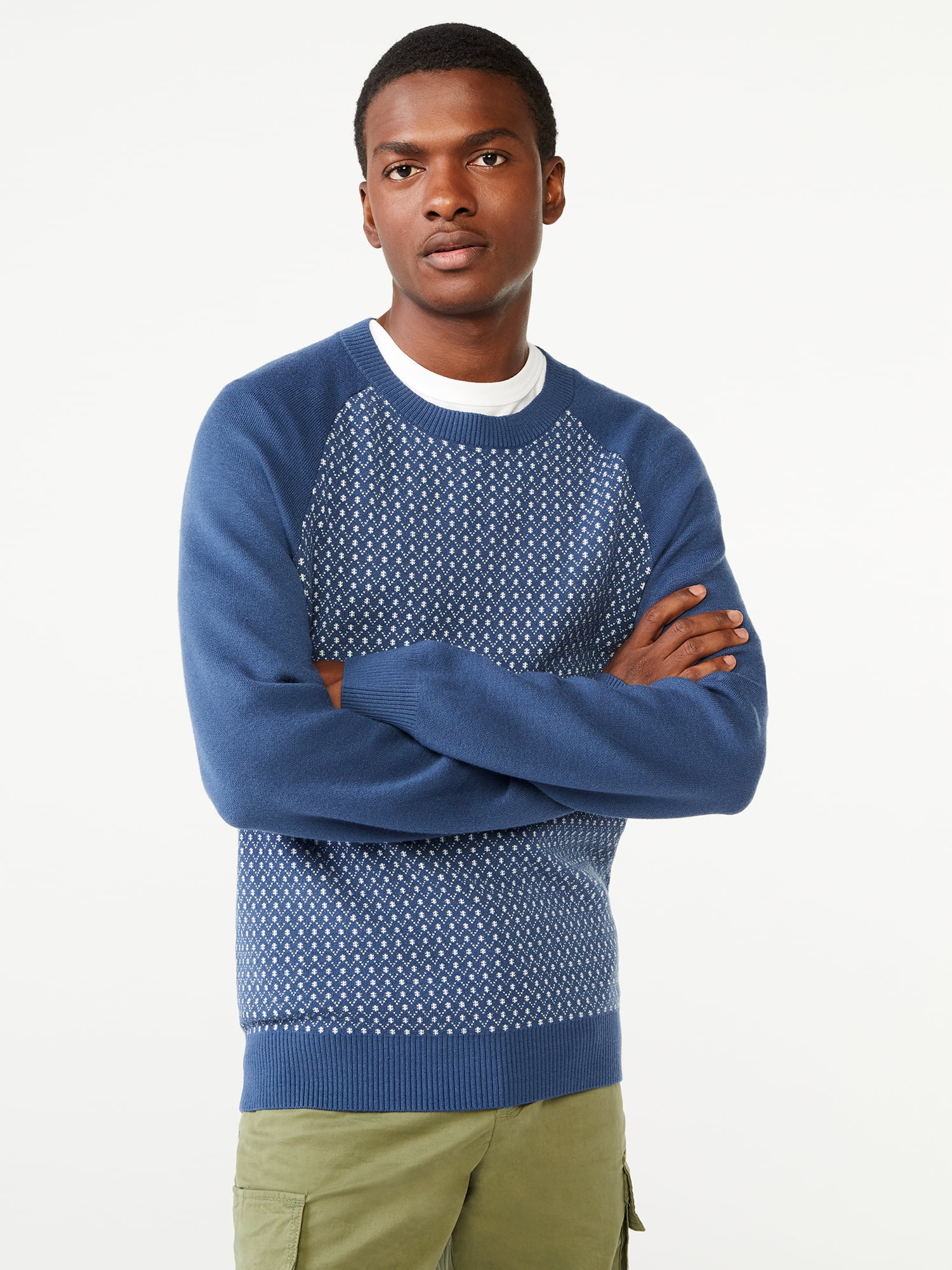 Free Assembly Men's Cashmere Touch Texture Stitch Sweater - Walmart.com
