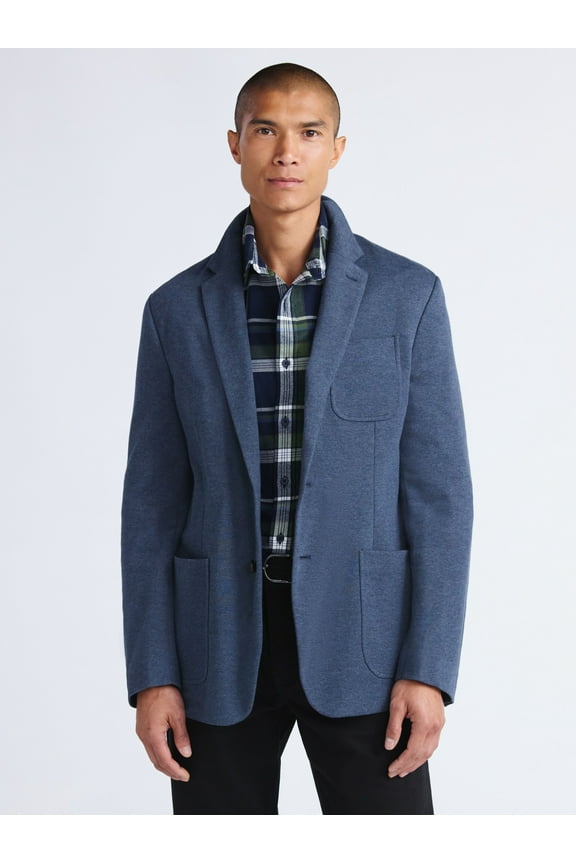 Men's Casual Single Breasted Knit Blazer with Patch Pockets, Sizes S-3X