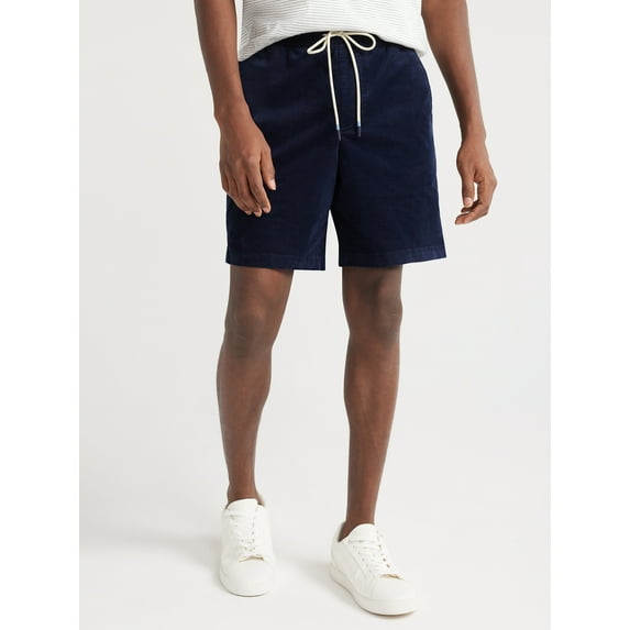 Free Assembly Men's Corduroy Pull On Shorts with Drawstring Tie, 7" Inseam, Sizes S-XXXL