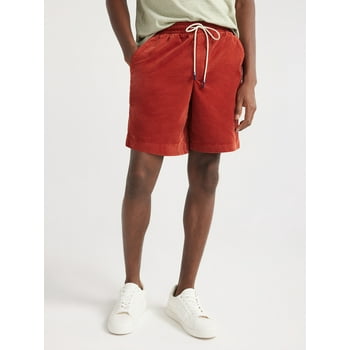 Free Assembly Men's Corduroy Pull On Shorts with Drawstring Tie, 7" Inseam, Sizes S-XXXL