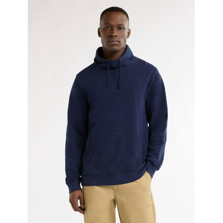 Free Assembly Men’s Cotton Funnel Neck Top with Long Sleeves, Sizes XS-3XL