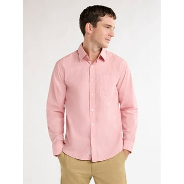 Free Assembly Men’s Cotton Poplin Shirt with Long Sleeves, Sizes XS-XXXL