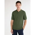 thumbnail image 1 of Free Assembly Men's Cozy Yarn Textured Pique Polo Sweater with Short Sleeves, Sizes XS-3XL, 1 of 5