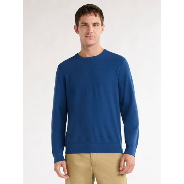 Free Assembly Men’s Cozy Yarn Textured Sweater with Long Sleeves, Sizes S-3XL