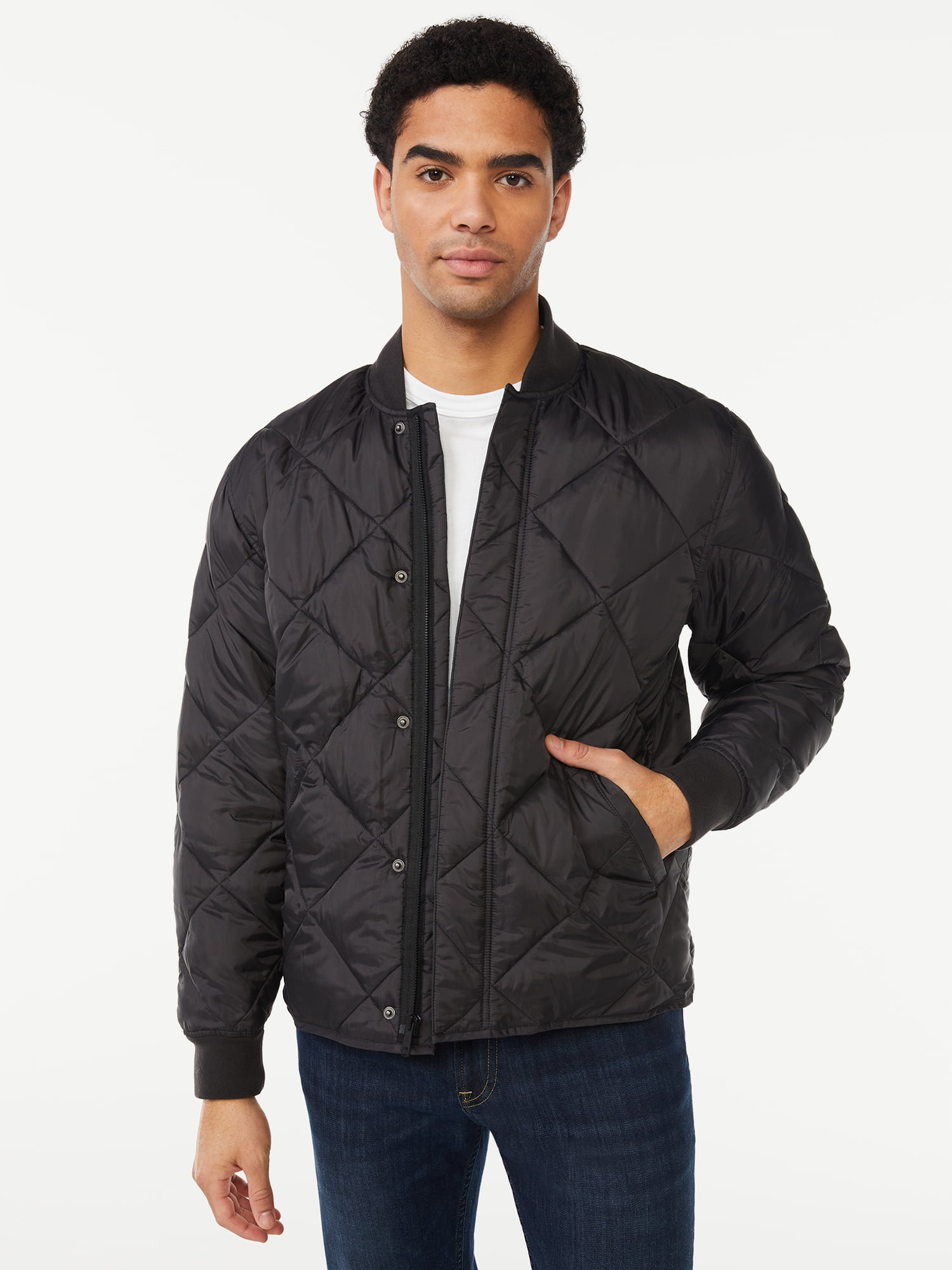 Free Assembly Men's Diamond Quilted Bomber Jacket - Walmart.com