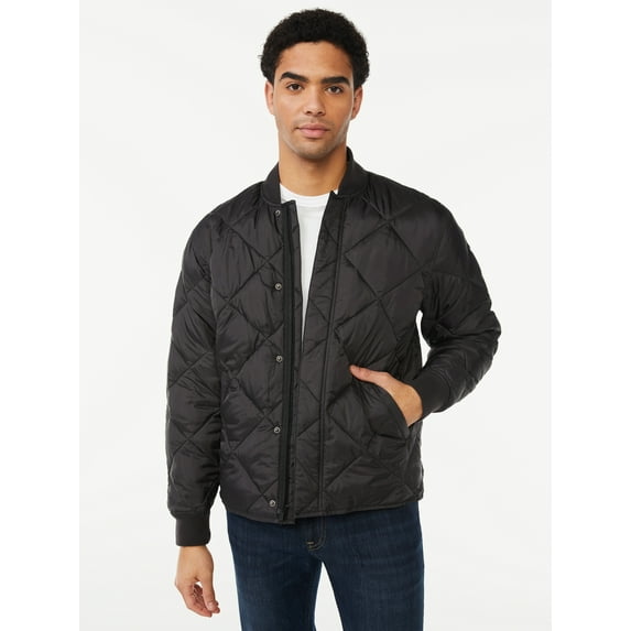 Free Assembly Men's Diamond Quilted Bomber Jacket