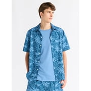 Men's Twill Camp Shirt with Short Sleeves, Sizes S-3XL