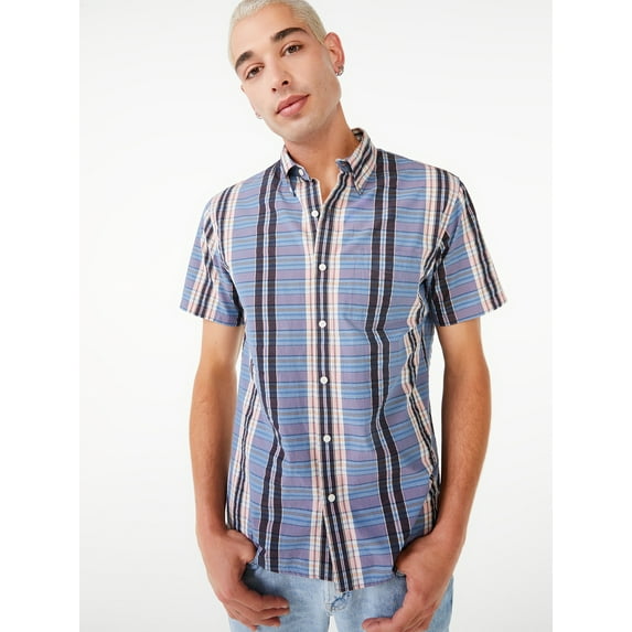 Free Assembly Men's Everyday Button-Down Shirt with Short Sleeves