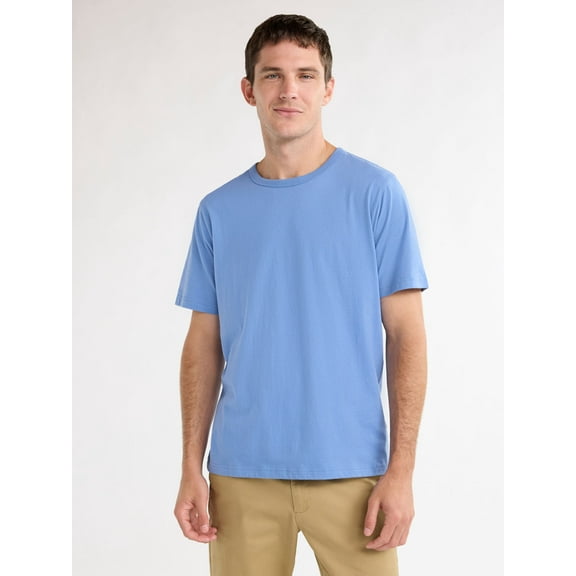 Free Assembly Men’s Everyday Cotton Tee with Short Sleeves, Sizes S-3XL