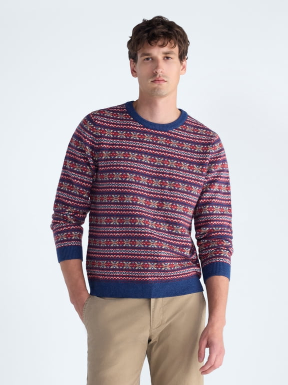 Men's Fair Isle Sweater with Long Sleeves, Midweight, Sizes XS-3XLT