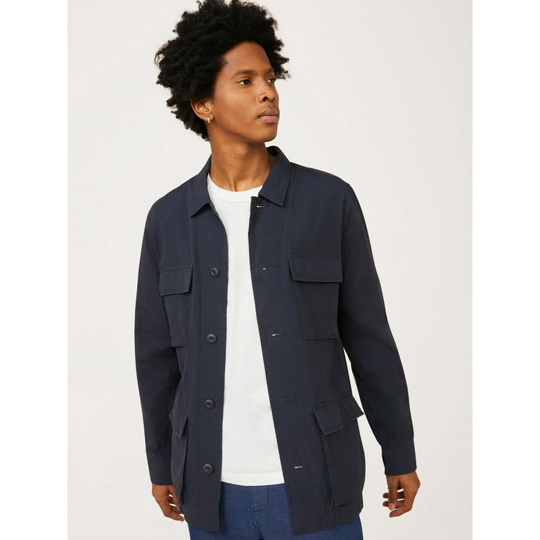 Free Assembly Men s Fatigue Jacket with Long Sleeves Walmart