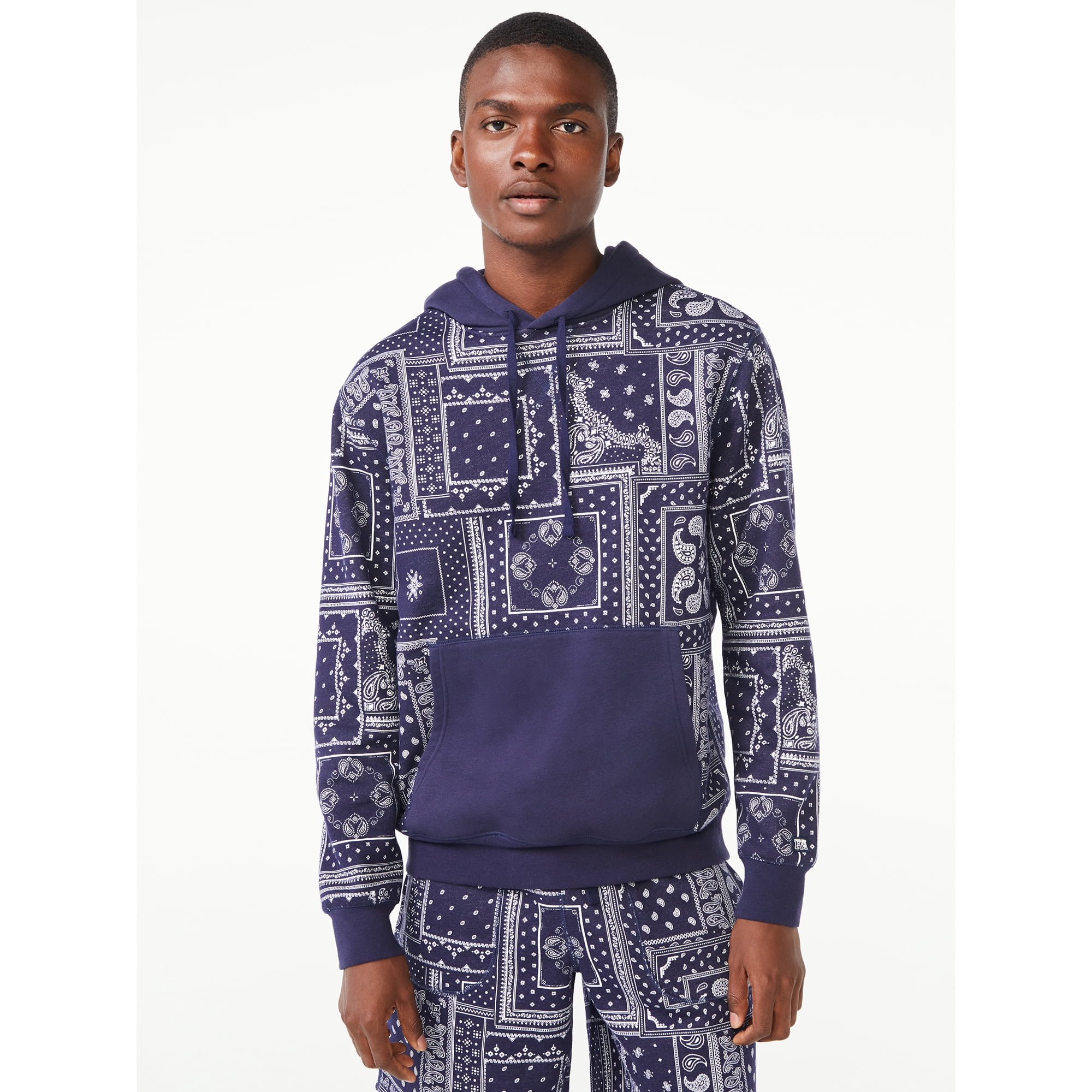 Free Assembly Men's Fleece Bandana Print Hoodie - Walmart.com