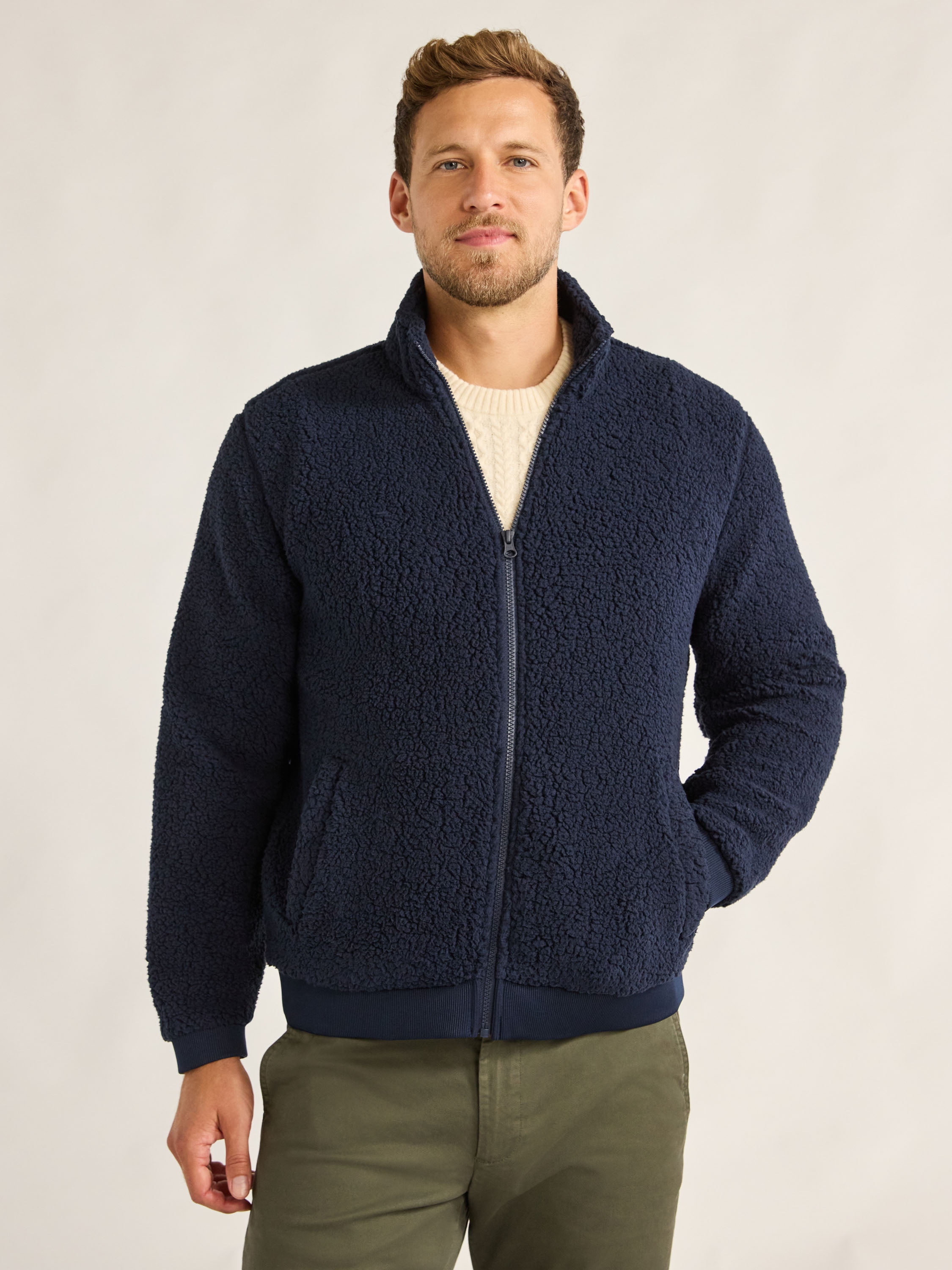 Free Assembly Men's Full Zip Faux Shearling Jacket, Sizes S-XXXL