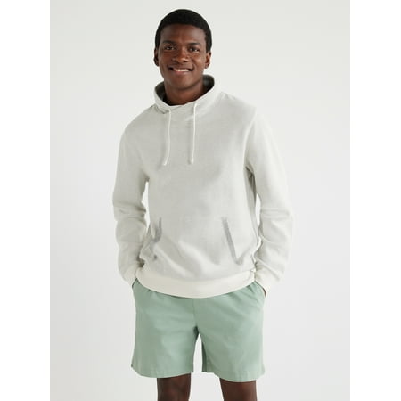 Free Assembly Men's Funnel Neck Waffle Knit Pullover with Long Sleeves, Sizes S-3XL