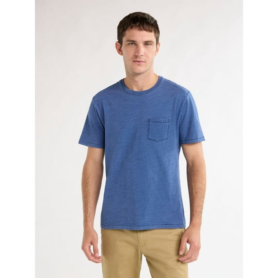 Free Assembly Men's Garment Wash Pocket Tee with Short Sleeves, Sizes S-3XL