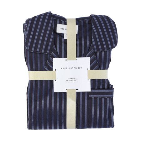 Free Assembly Matching Family Pajamas Men's Cotton Notch Collar Top and Pants Gift Set, 2-Piece, Sizes XS to 3X