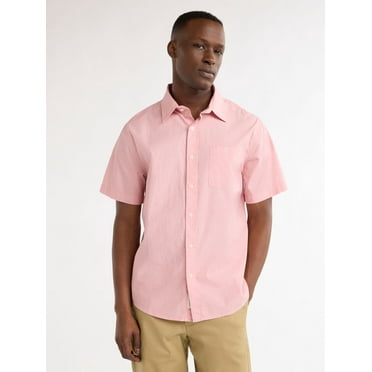 Free Assembly Men’s Heathered Button Front Shirt with Short Sleeves, Sizes XS-XXXL