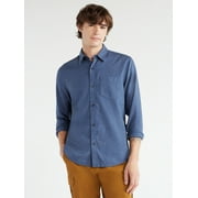 Free Assembly Men's Herringbone Shirt with Long Sleeves, Sizes XS-3XL