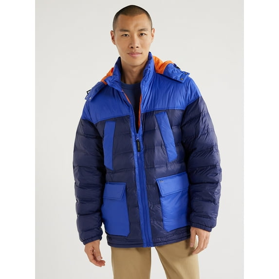 Free Assembly Men's Hooded Puffer Mountain Jacket, Sizes XS-3XL