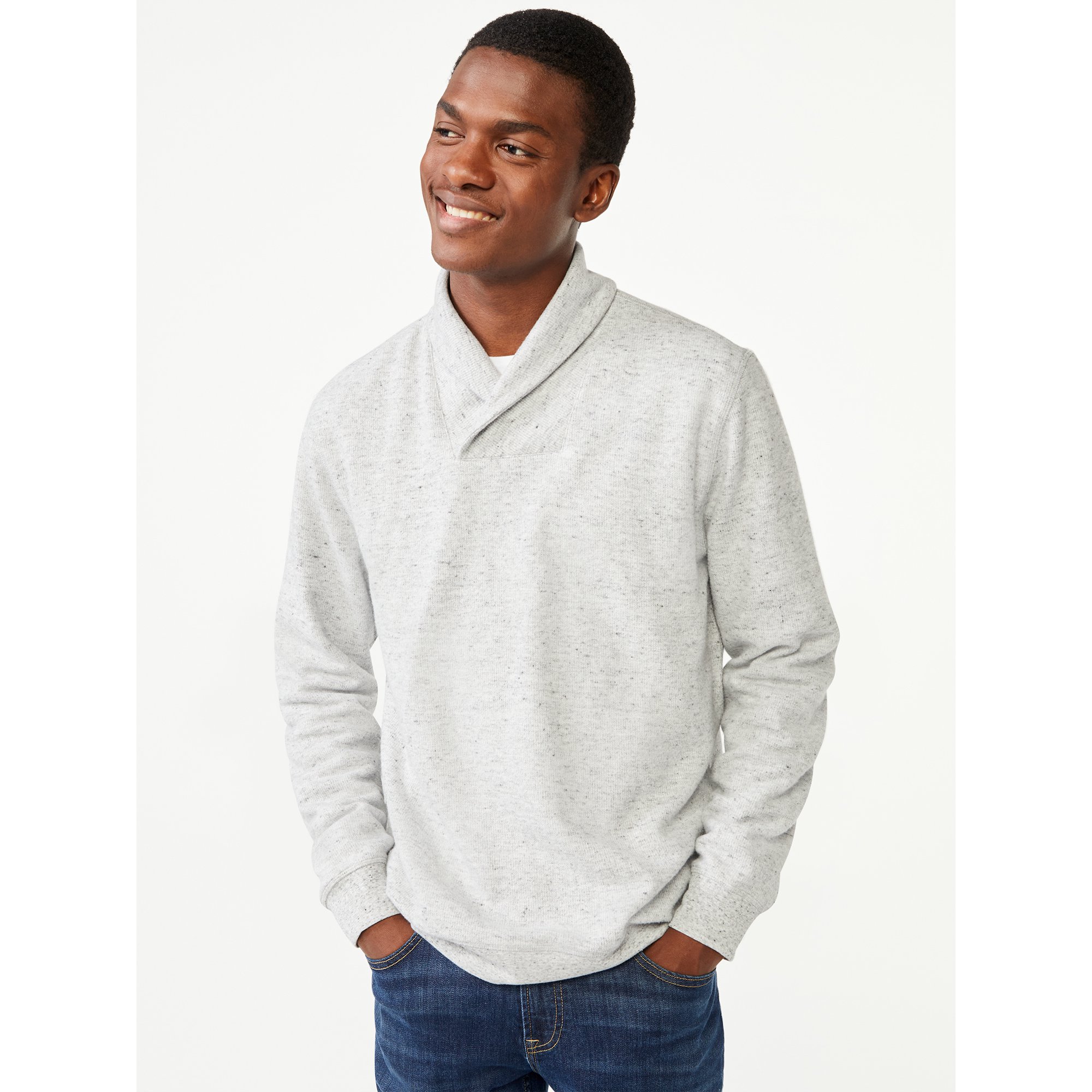 Free Assembly Men's Jacquard Rib Shawl Collar Pullover - Walmart.com