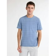 Free Assembly Men's Jacquard Stripe Pocket Tee with Short Sleeves, Sizes S-3XL