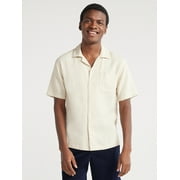Free Assembly Men's Linen Blend Camp Shirt with Short Sleeves, Sizes S-XXXL