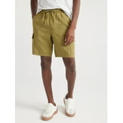 Free Assembly Men's Linen Blend Cargo Shorts with Drawstring Tie, 8" Inseam, Sizes S-XXXL
