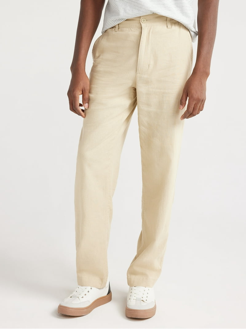 Free Assembly Men's Linen Blend Pants with Drawstring, 31 Inseam