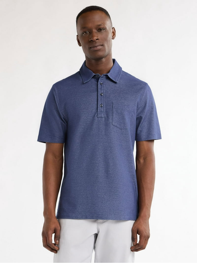 Free Assembly Men's Long Placket Polo, Sizes S-3XL - Walmart.com