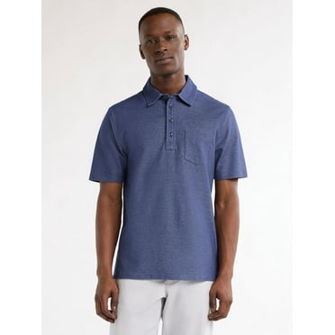 Free Assembly Men's Long Placket Polo, Sizes S-3XL