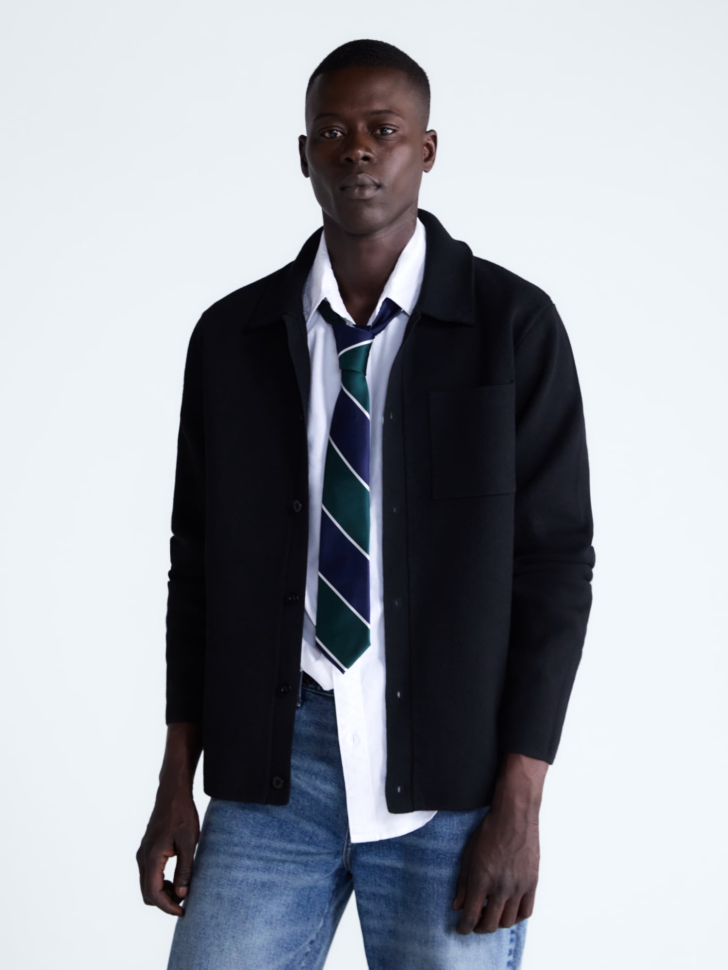 Free Assembly Men's Cozy Yarn Cardigan Sweater with Long Sleeves, Sizes XS-3XL