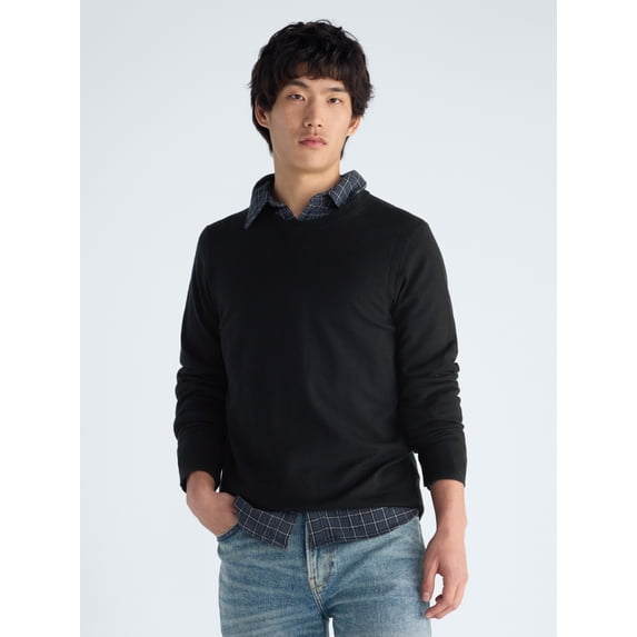 Free Assembly Men's Crewneck Sweater with Long Sleeves, Midweight, Sizes XS-3XLT