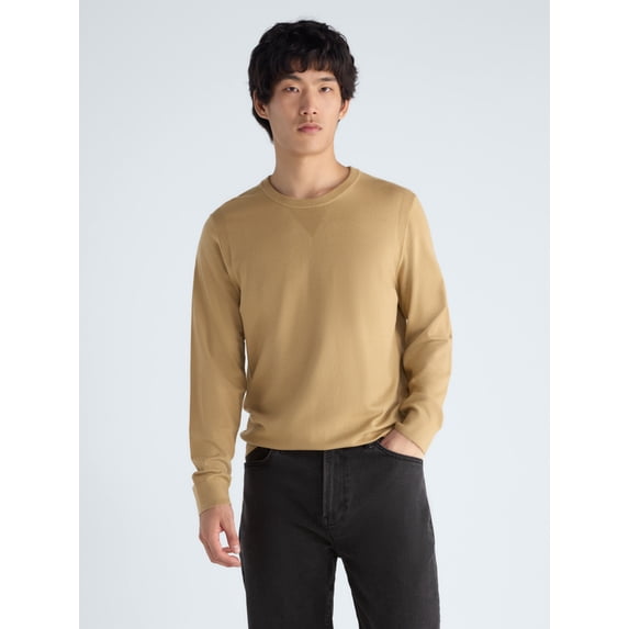 Free Assembly Men's Crewneck Sweater with Long Sleeves, Midweight, Sizes XS-3XLT